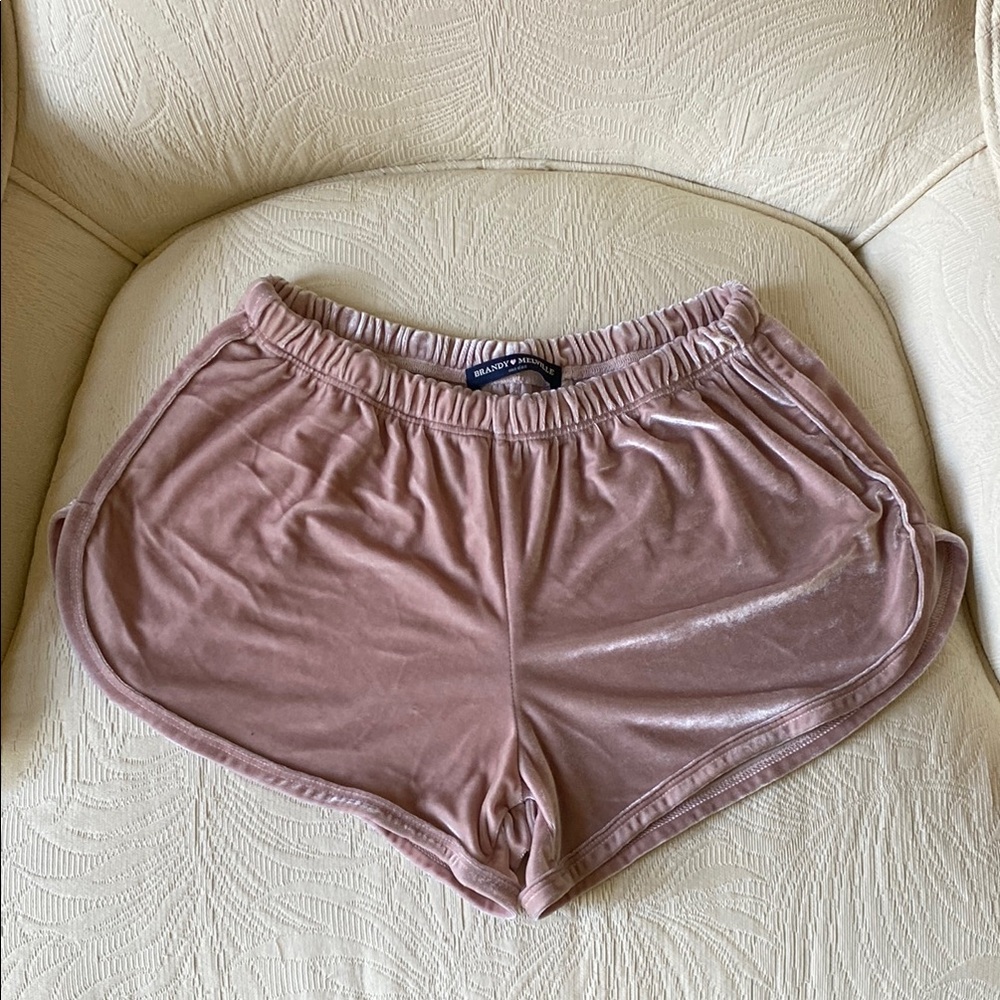 Brandy Melville Pink Velvet Shorts